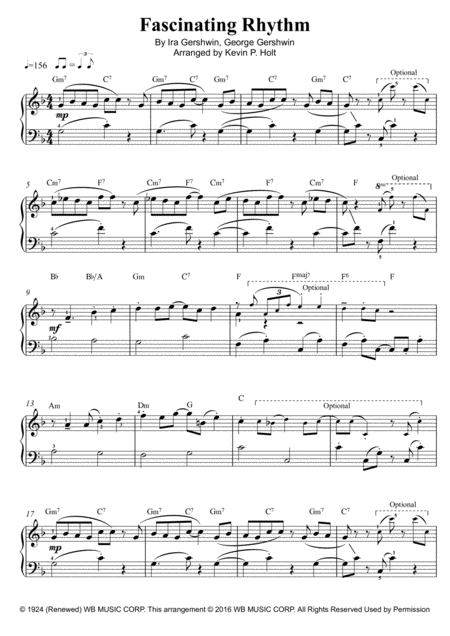 Free Sheet Music Fascinating Rhythm Easy Piano