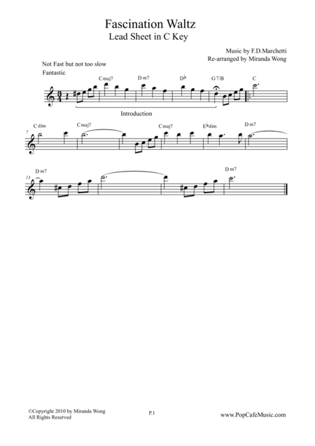 Free Sheet Music Fascination Violin Solo In C