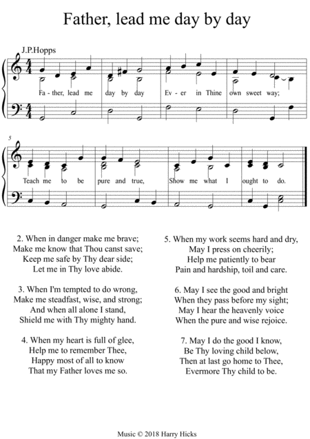 Father Lead My Day By Day A New Tune To A Wonderful Old Hymn Sheet Music