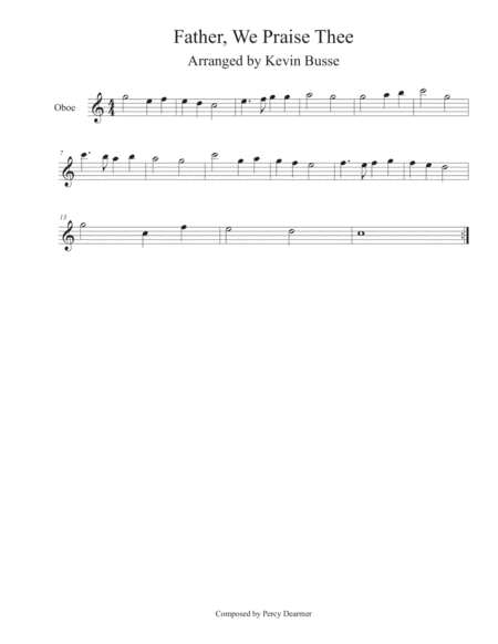 Father We Praise Thee Easy Key Of C Oboe Sheet Music