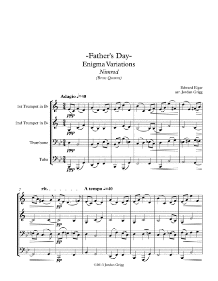 Fathers Day Enigma Variations Nimrod Brass Quartet Sheet Music