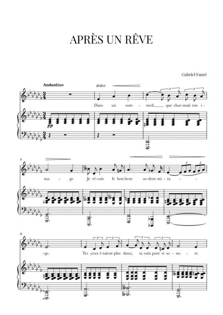 Free Sheet Music Faur Aprs Un Rve A Flat Minor