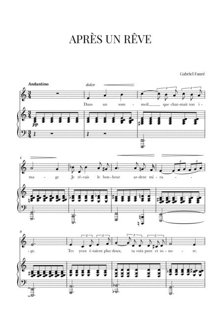 Free Sheet Music Faur Aprs Un Rve A Minor