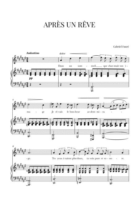 Free Sheet Music Faur Aprs Un Rve D Sharp Minor