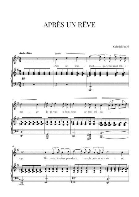 Free Sheet Music Faur Aprs Un Rve E Minor