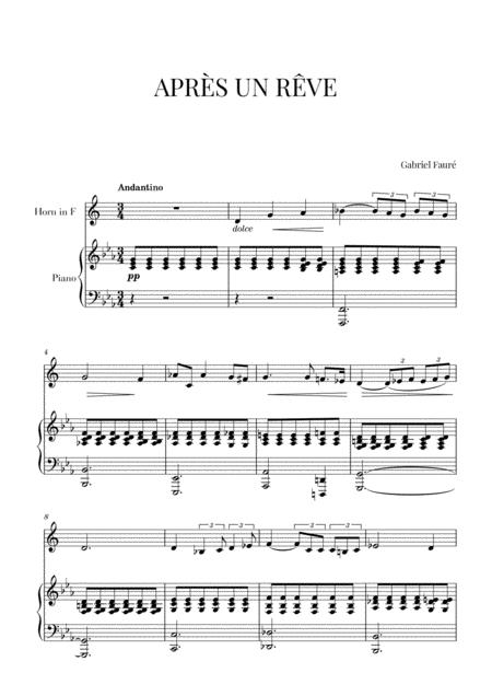 Faur Aprs Un Rve For French Horn And Piano Sheet Music