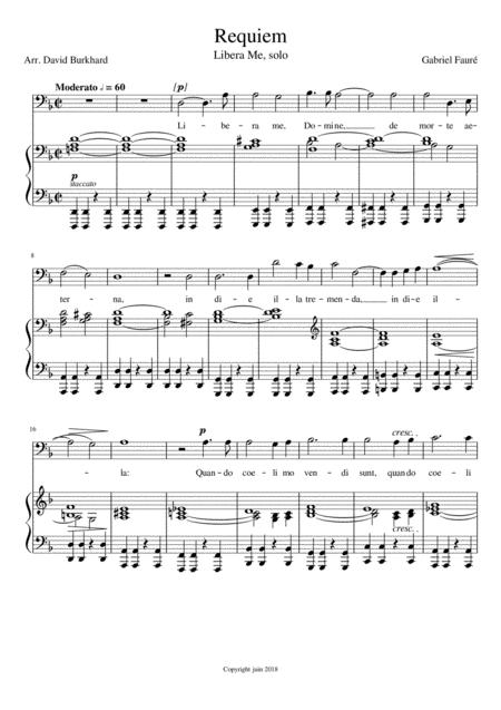 Faur Libera Me Domine Arr For Baritone Solo No Choir Sheet Music