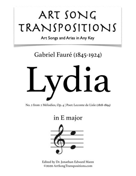 Free Sheet Music Faur Lydia Op 4 No 2 Transposed To E Major