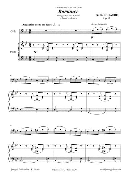 Faur Romance Op 28 For Cello Piano Sheet Music