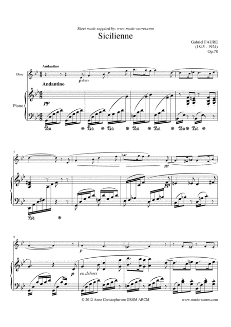 Faur Sicilienne Oboe And Piano Sheet Music