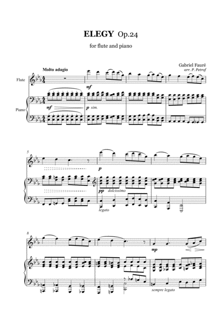 Faure Elegy Op 24 Flute And Piano Sheet Music