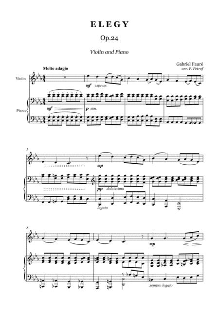 Free Sheet Music Faure Elegy Op 24 Violin And Piano