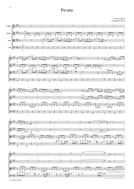 Faure Pavane For String Quartet Cf101 Sheet Music