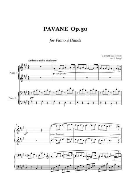 Free Sheet Music Faure Pavane Op 50 1 Piano 4 Hands