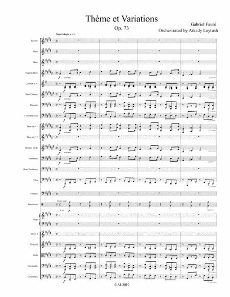 Faure Theme Et Variations Op 73 Orchestrated By Leytush Sheet Music