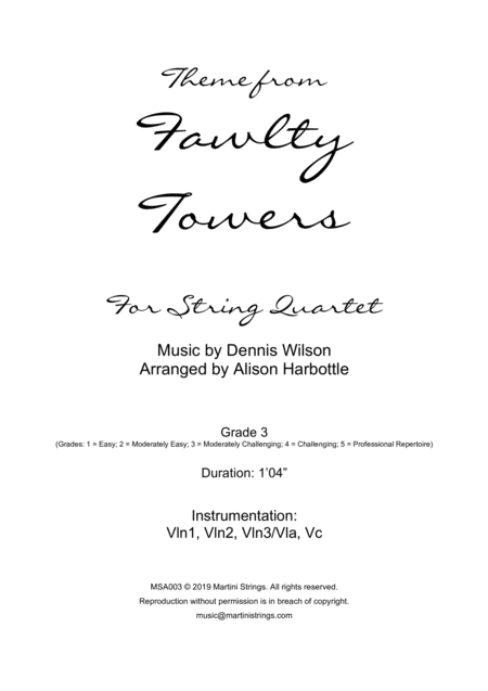 Fawlty Towers String Quartet Sheet Music