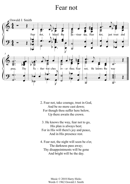Fear Not A New Tune To A Wonderful Oswald Smith Hymn Sheet Music