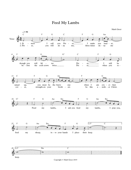 Free Sheet Music Feed My Lambs