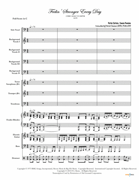 Feelin Stronger Every Day Chicago Complete Score Sheet Music