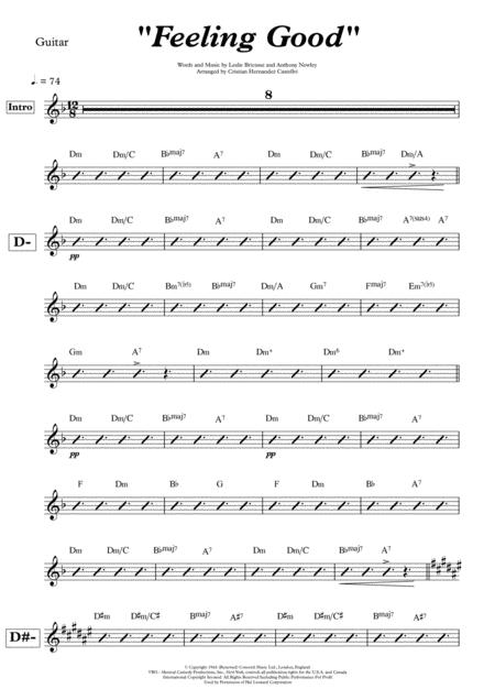 Feeling Good Arrangement For Accompaniment In Dm For Guitar Sheet Music