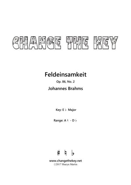 Feldeinsamkeit Eb Major Sheet Music