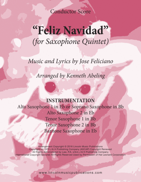 Free Sheet Music Feliz Navidad For Saxophone Quintet Sattb Or Aattb