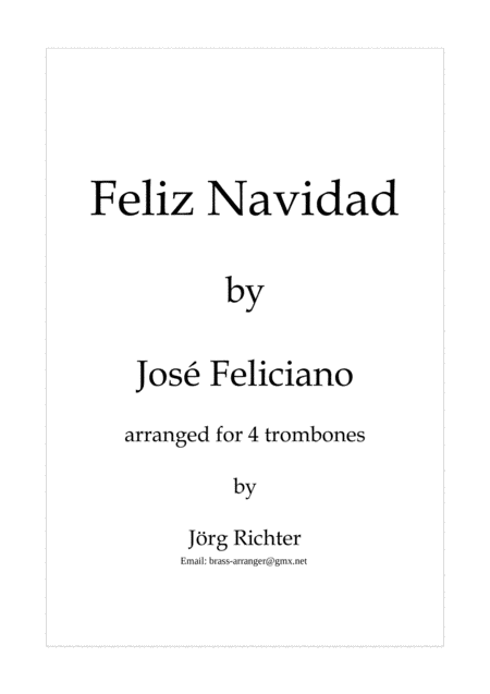 Free Sheet Music Feliz Navidad Fr Posaunenquartett