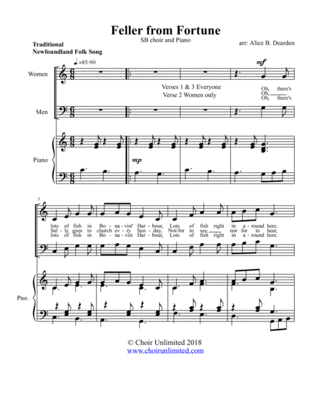 Free Sheet Music Feller From Fortune