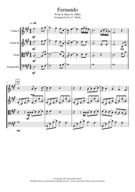 Fernando Abba String Quartet Sheet Music