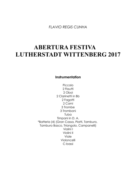 Free Sheet Music Festive Overture Lutherstadt Wittenberg 2017