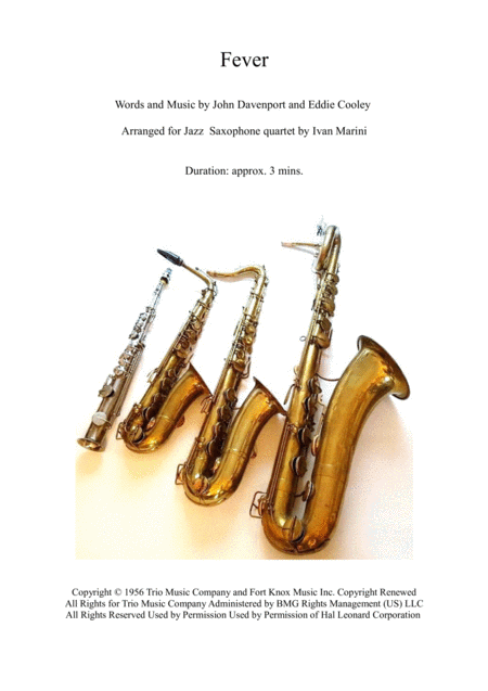 Free Sheet Music Fever Jazz Saxophone Quartet