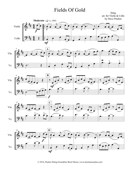 Fields Of Gold For Violin And Cello Sheet Music