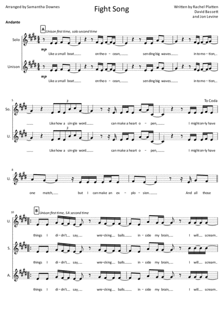 Fight Song 2 Part Choral Sheet Music