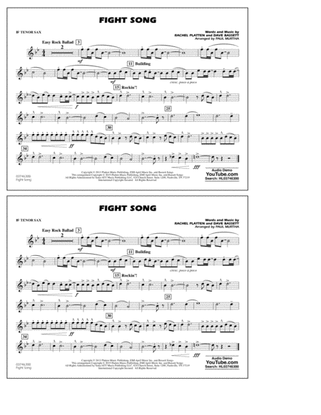 Free Sheet Music Fight Song Arr Paul Murtha Bb Tenor Sax