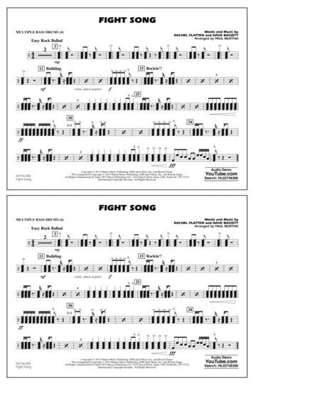 Fight Song Arr Paul Murtha Multiple Bass Drums Sheet Music