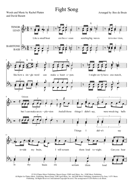 Free Sheet Music Fight Song Ssaa