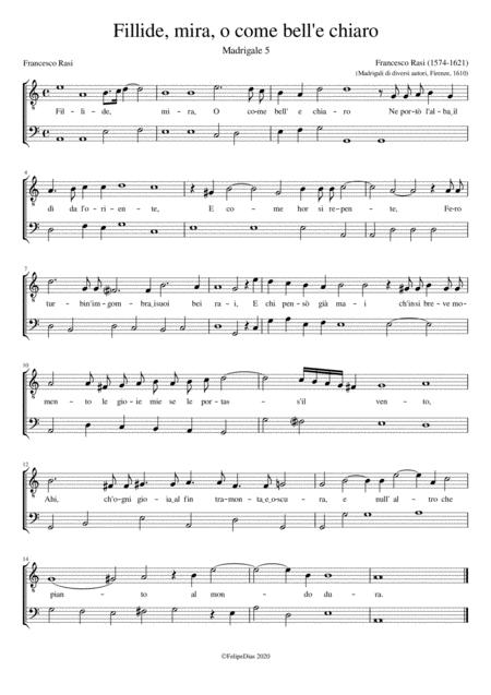 Fillide Mira O Come Bell E Chiaro Sheet Music