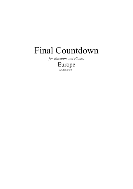 Free Sheet Music Final Countdown For Bassoon And Piano