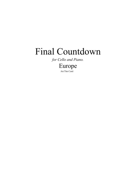 Final Countdown For Cello And Piano Sheet Music