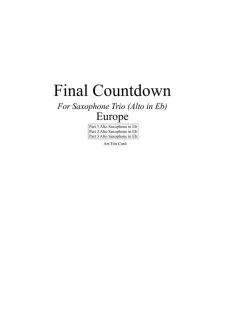 Final Countdown For Saxophone Trio Sheet Music