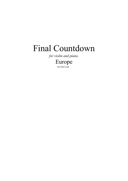 Final Countdown For Violin And Piano Sheet Music