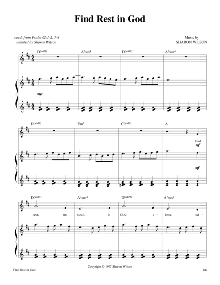 Find Rest In God Psalm 62 Sheet Music