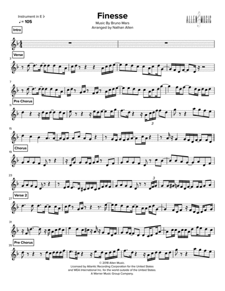 Finesse Allen Music Eb Instruments Sheet Music