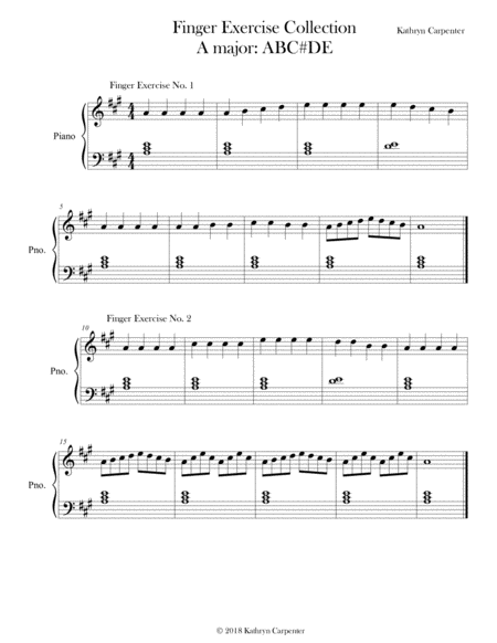 Finger Exercise Collection 24 Exercises In A Major Sheet Music