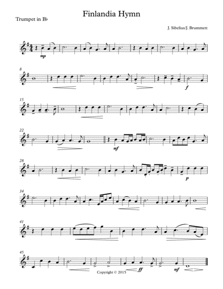 Free Sheet Music Finlandia Hymn