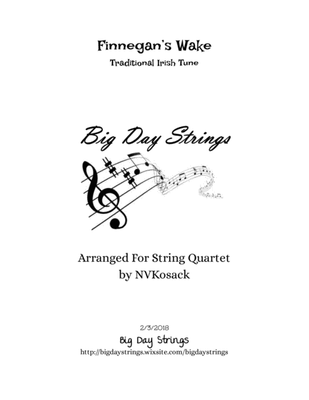 Finnegans Wake For String Quartet Sheet Music