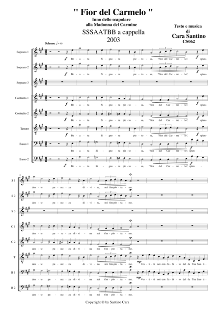 Fior Del Carmelo Choir Sssaatbb A Cappella Sheet Music