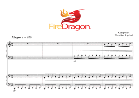 Free Sheet Music Fire Dragon Piano Duet By Travelian Raphael
