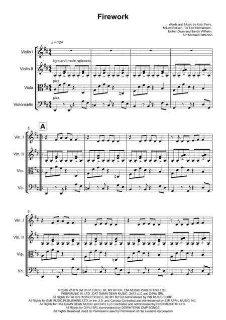 Free Sheet Music Firework String Quartet Best Arrangement