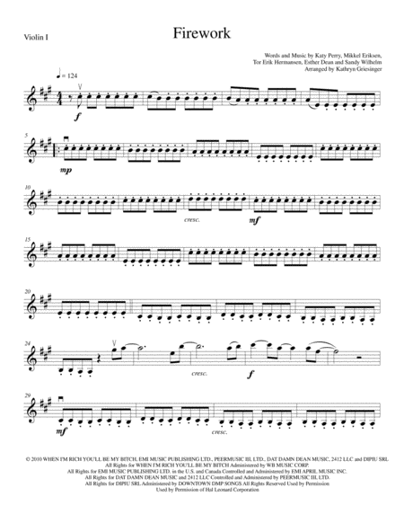 Firework String Quartet Sheet Music